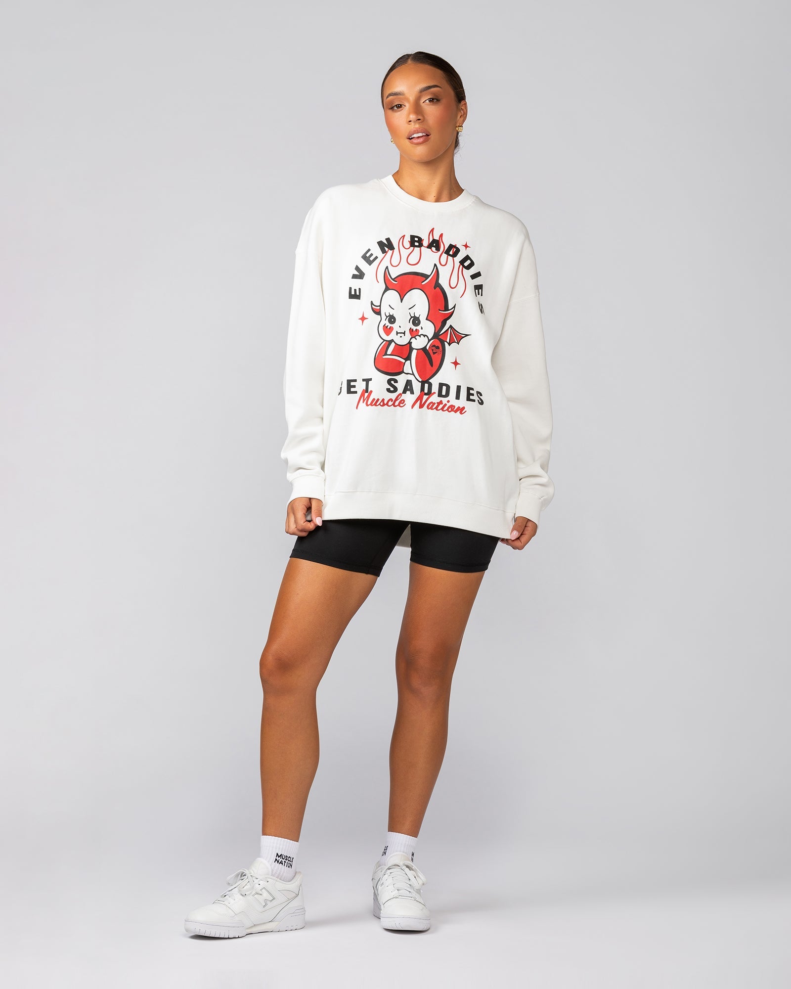 Baddies Oversized Pullover - Vanilla-Jumpers & Hoodies-XXS-042547VNLA-XXS-MNAPPRL41622-4-Muscle Nation