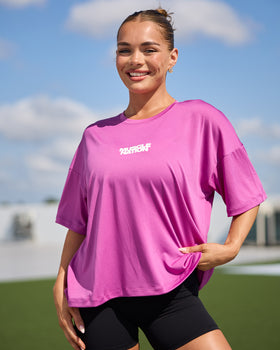 Boxy Training Tee - Radiant Orchid-T-Shirts-XXS-1125133RORID-XXS-MNAPPRL45138-1-Muscle Nation