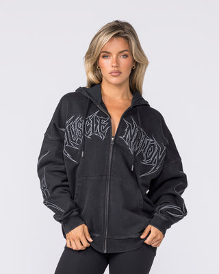 Breakout Vintage Zip Hoodie - Washed Black-Jumpers & Hoodies-XS-032641WSHBLK-XS-MNAPPRL49677-9-Muscle Nation