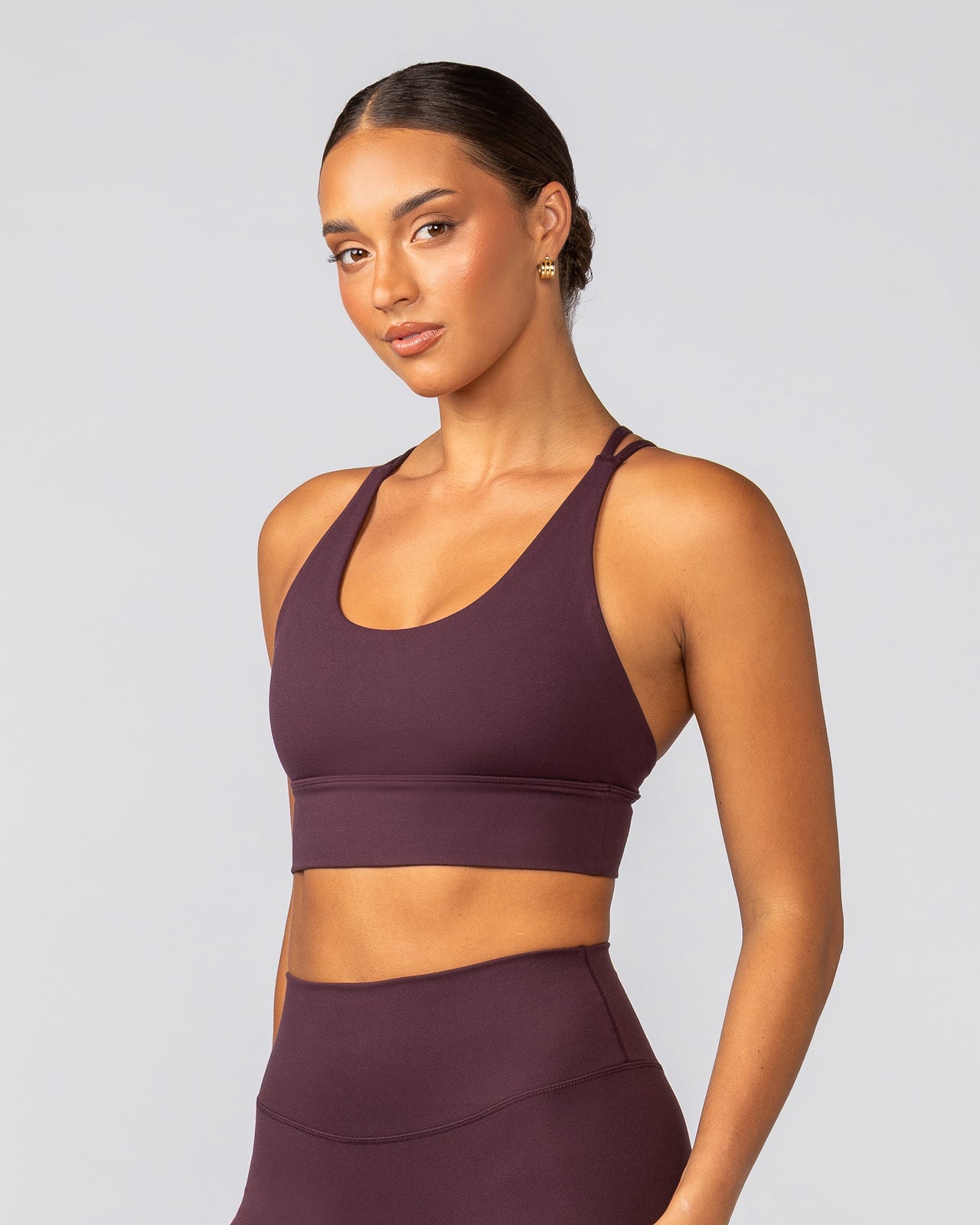 Dash Longline Bra Fig - Muscle Nation women's sports bra, view 2