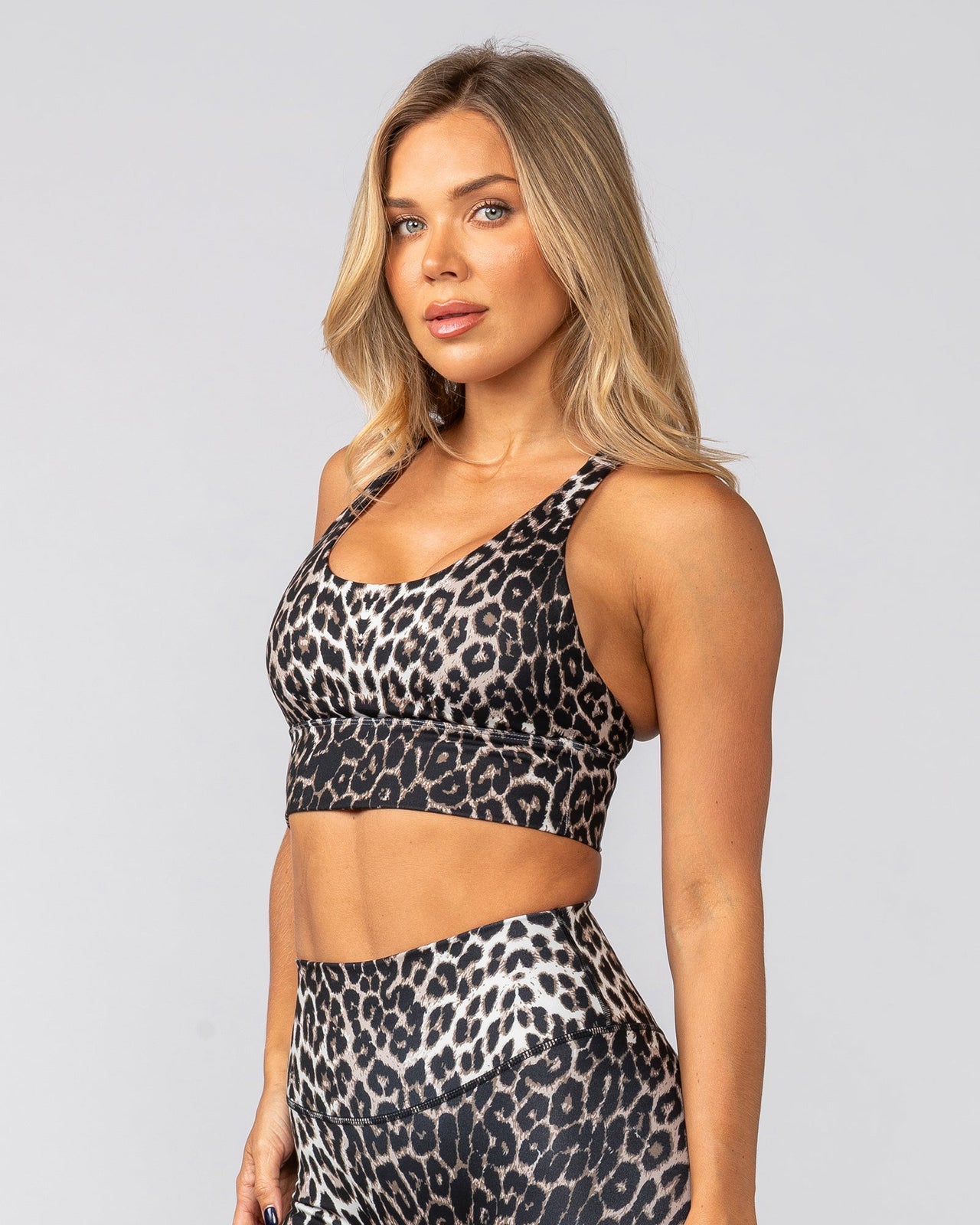 Dash Longline Bra True Leopard Print - Muscle Nation women's sports bra, view 3