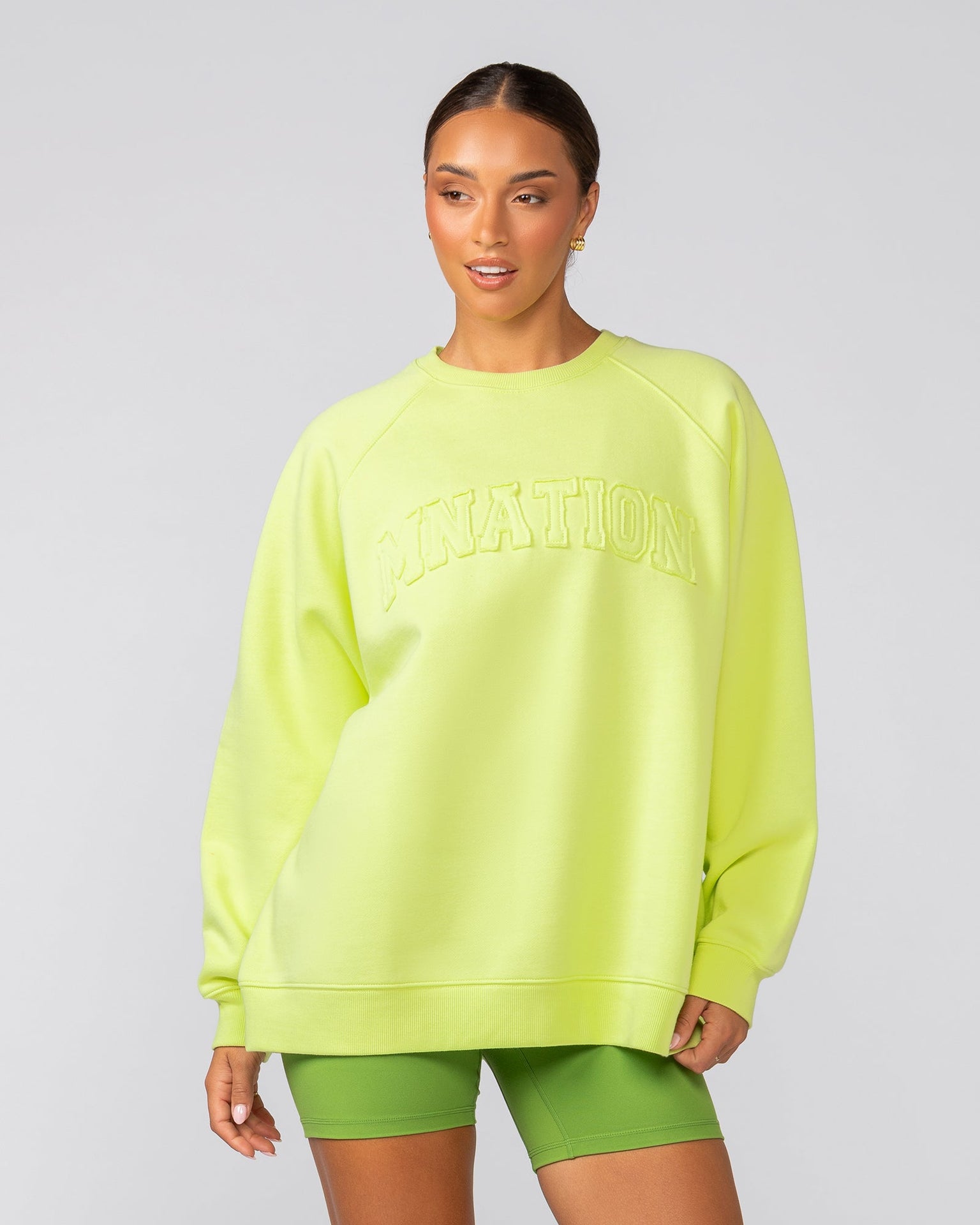 Downtime Oversized Pullover - Limeade-Jumpers & Hoodies-XXS-022529LMADE-XXS-MNAPPRL42086-2-Muscle Nation