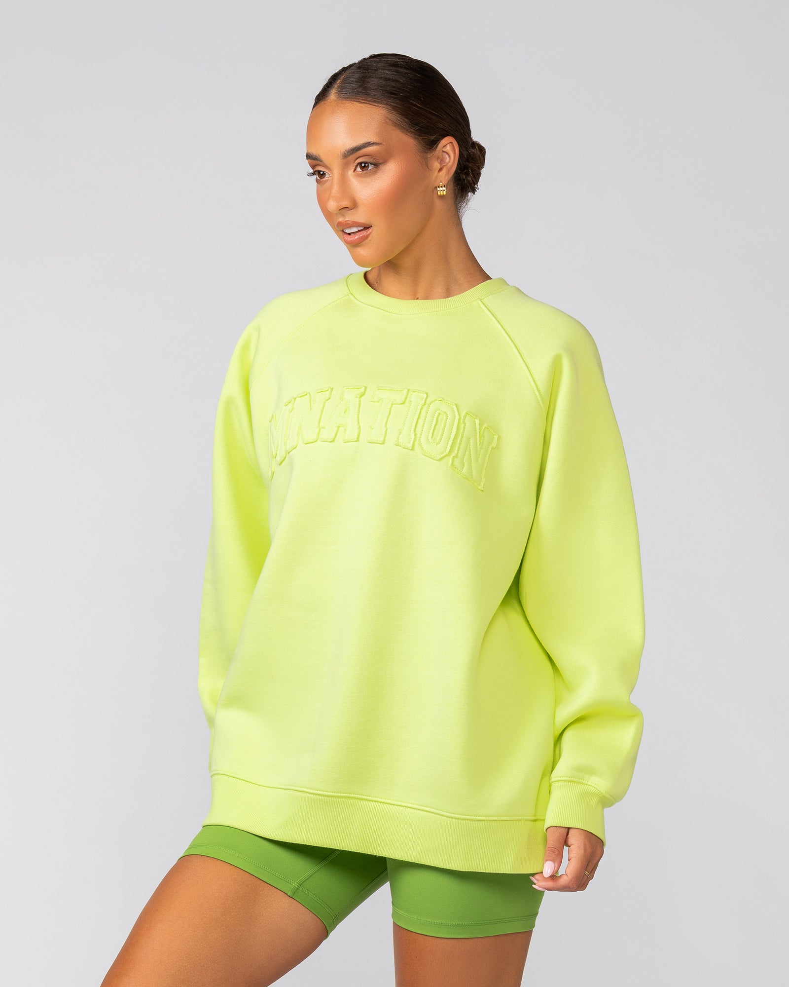 Downtime Oversized Pullover - Limeade-Jumpers & Hoodies-XXS-022529LMADE-XXS-MNAPPRL42086-4-Muscle Nation