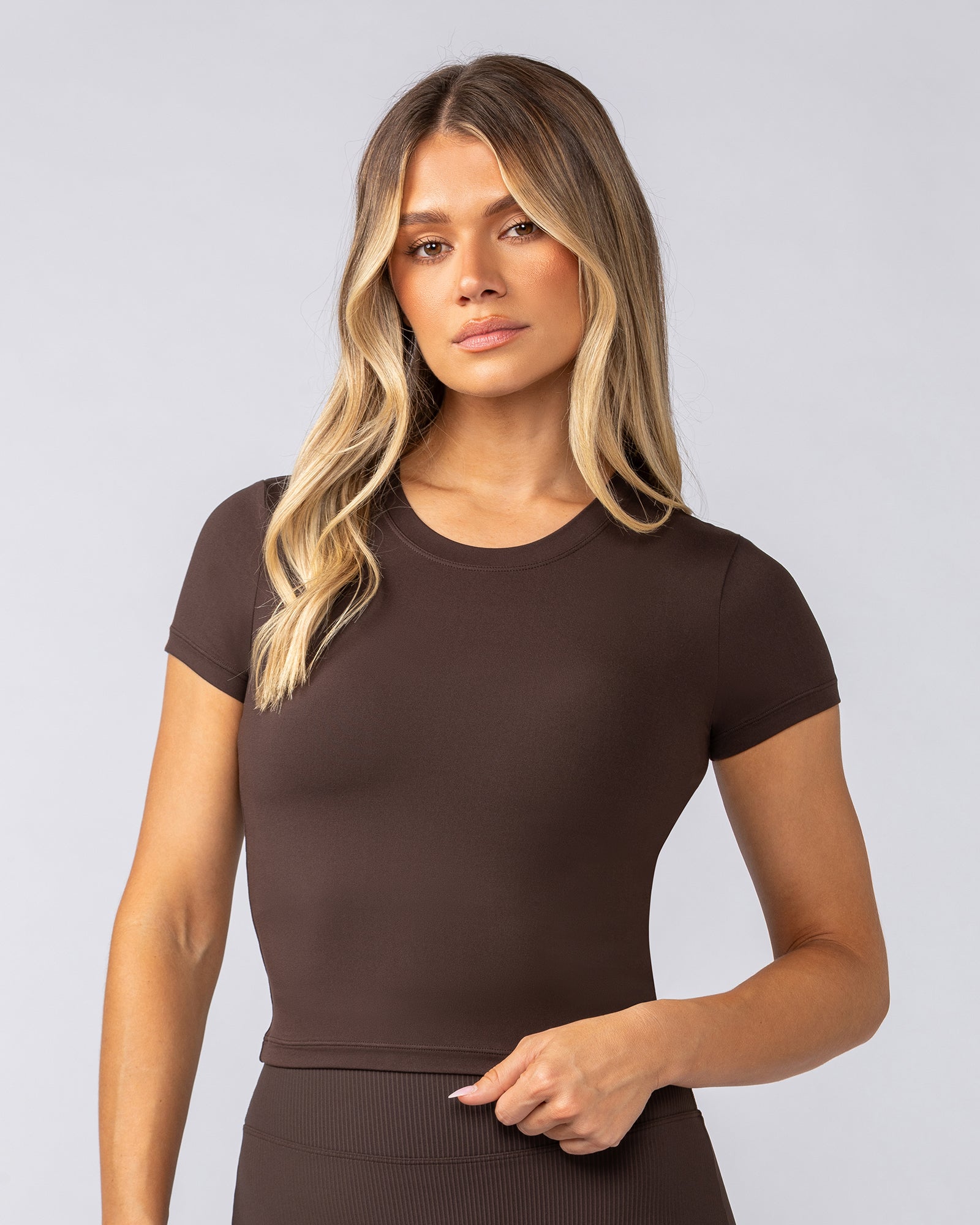 Essential Cropped Tee - Cocoa-Tops-XXS-052507COCOA-XXS-MNAPPRL42486-1-Muscle Nation