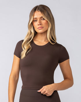 Essential Cropped Tee - Cocoa-Tops-XXS-052507COCOA-XXS-MNAPPRL42486-1-Muscle Nation