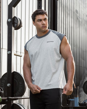 Essential Raglan Boxy Muscle Tank - Grey Marl / Tornado-Singlets & Tanks-S-042646GRM/TNDO-S-MNAPPRL50511-1-Muscle Nation