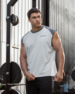 Essential Raglan Boxy Muscle Tank - Grey Marl / Tornado-Singlets & Tanks-S-042646GRM/TNDO-S-MNAPPRL50511-1-Muscle Nation