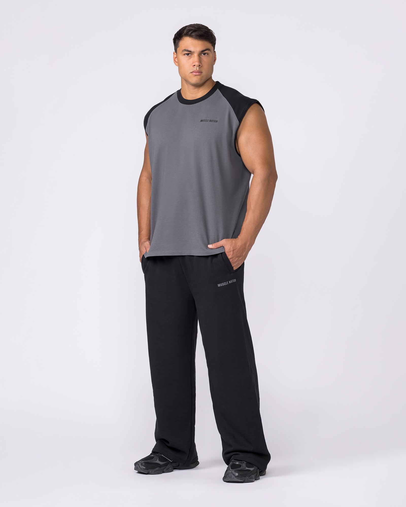 Essential Wide Leg Trackies - Black-Bottoms-S-042639BLK-S-MNAPPRL50441-6-Muscle Nation