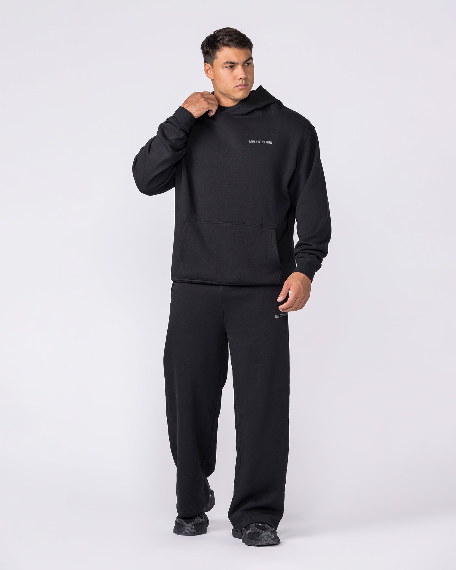 Essential Wide Leg Trackies - Black-Bottoms-S-042639BLK-S-MNAPPRL50441-7-Muscle Nation