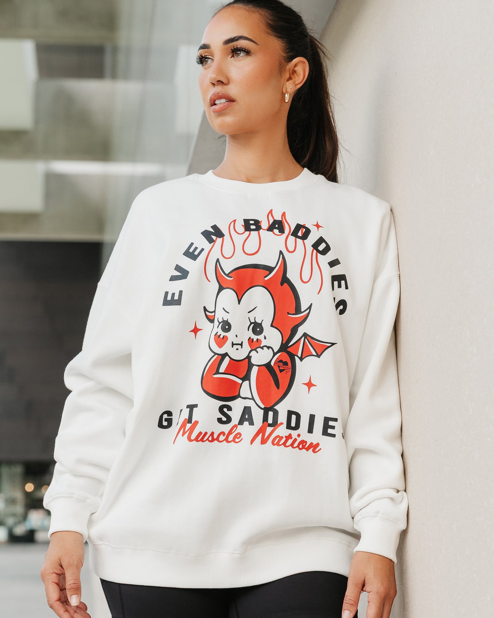 Baddies Oversized Pullover - Vanilla-Jumpers & Hoodies-XXS-042547VNLA-XXS-MNAPPRL41622-5-Muscle Nation