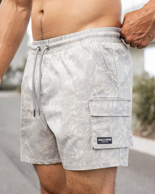 Daily Cargo 5" Shorts - Washed Tree Camo Cream-Shorts-S-122506WTCMOC-S-MNAPPRL48027-1-Muscle Nation