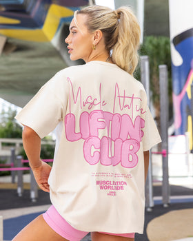 Lifting Club Oversized Tee - Dew / Pink-T-Shirts-XXS-122503DEWPNK-XXS-MNAPPRL48130-1-Muscle Nation