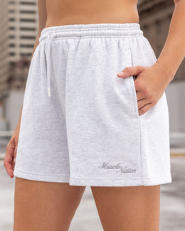 Loopback Lounge Shorts - Snow Grey Marl-Shorts-XXS-032624SNGRYMR-XXS-MNAPPRL49476-1-Muscle Nation