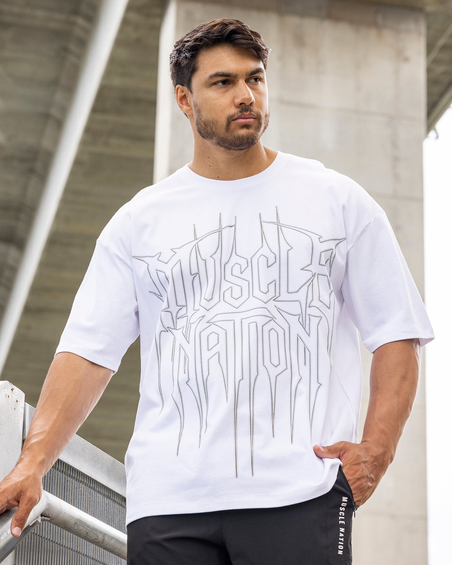 Metalcore Oversized Tee - White-T-Shirts-XS-022627WHT-XS-MNAPPRL48736-1-Muscle Nation