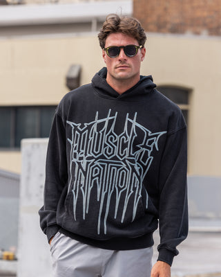 Metalcore Vintage Hoodie - Washed Black-Jumpers & Hoodies-XS-032631WSHBLK-XS-MNAPPRL49565-1-Muscle Nation