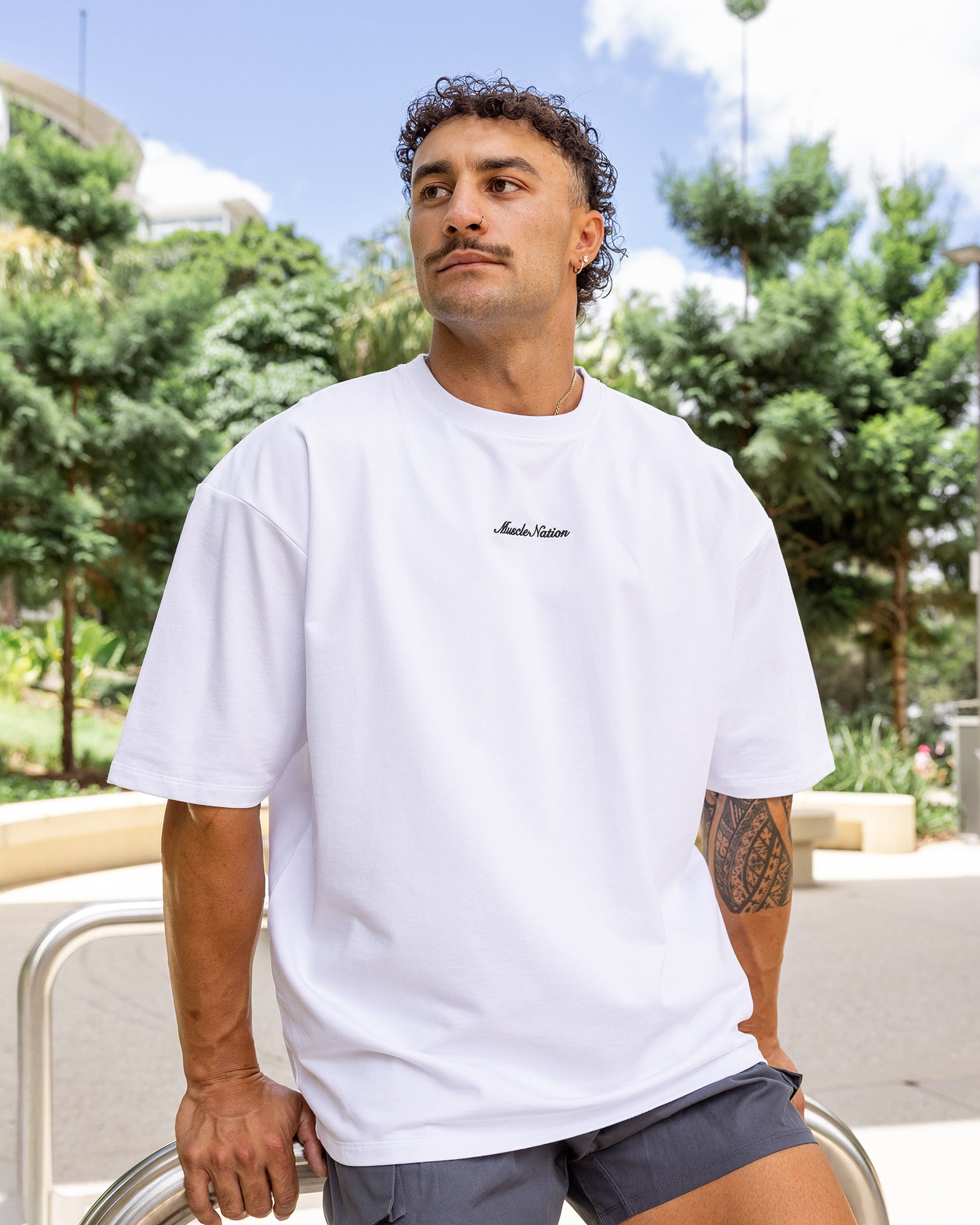 MN Loopback Oversized Tee - White-T-Shirts-XS-012610WHT-XS-MNAPPRL48180-1-Muscle Nation
