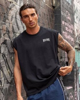 Off Duty Boxy Muscle Tank - Black-Singlets & Tanks-S-022621BLK-S-MNAPPRL48677-1-Muscle Nation