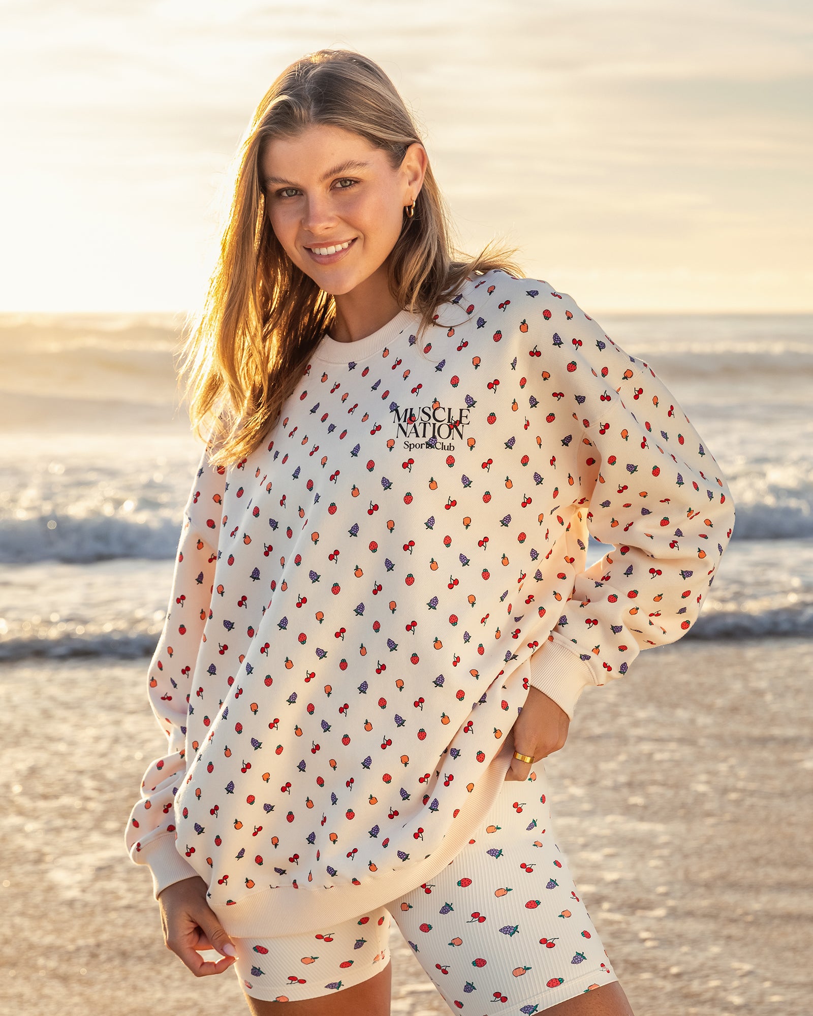 Smoothie Oversized Pullover - Smoothie Print-Tops-XXS-052513SMP-XXS-MNAPPRL42682-1-Muscle Nation