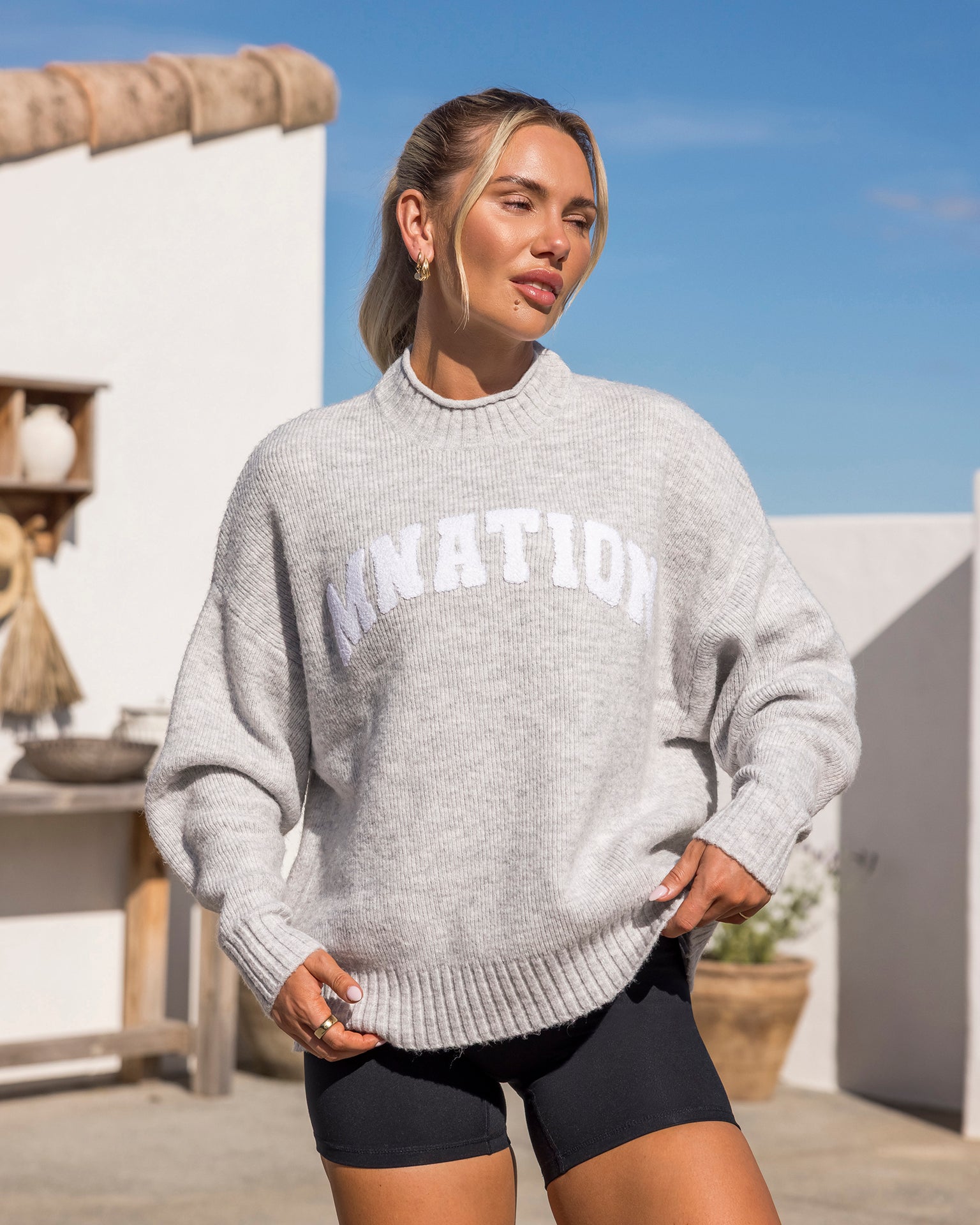 Sorority Knit - Snow Grey Marl-Jumpers & Hoodies-XXS / XS-042602SNGRYMR-XXS / XS-MNAPPRL49888-1-Muscle Nation