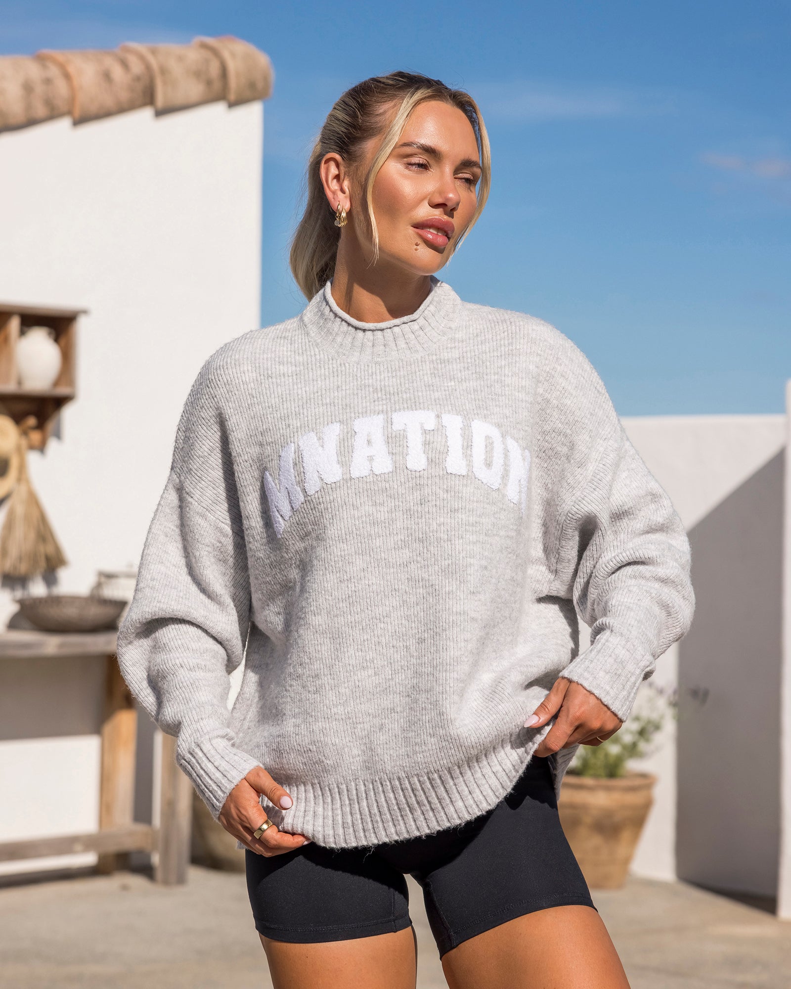 Sorority Knit - Snow Grey Marl-Jumpers & Hoodies-XXS / XS-042602SNGRYMR-XXS / XS-MNAPPRL49888-1-Muscle Nation