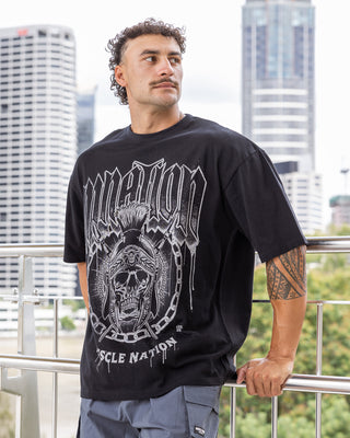 Spartan Oversized Tee - Black-T-Shirts-XXS-012626BLK-XXS-MNAPPRL48805-1-Muscle Nation