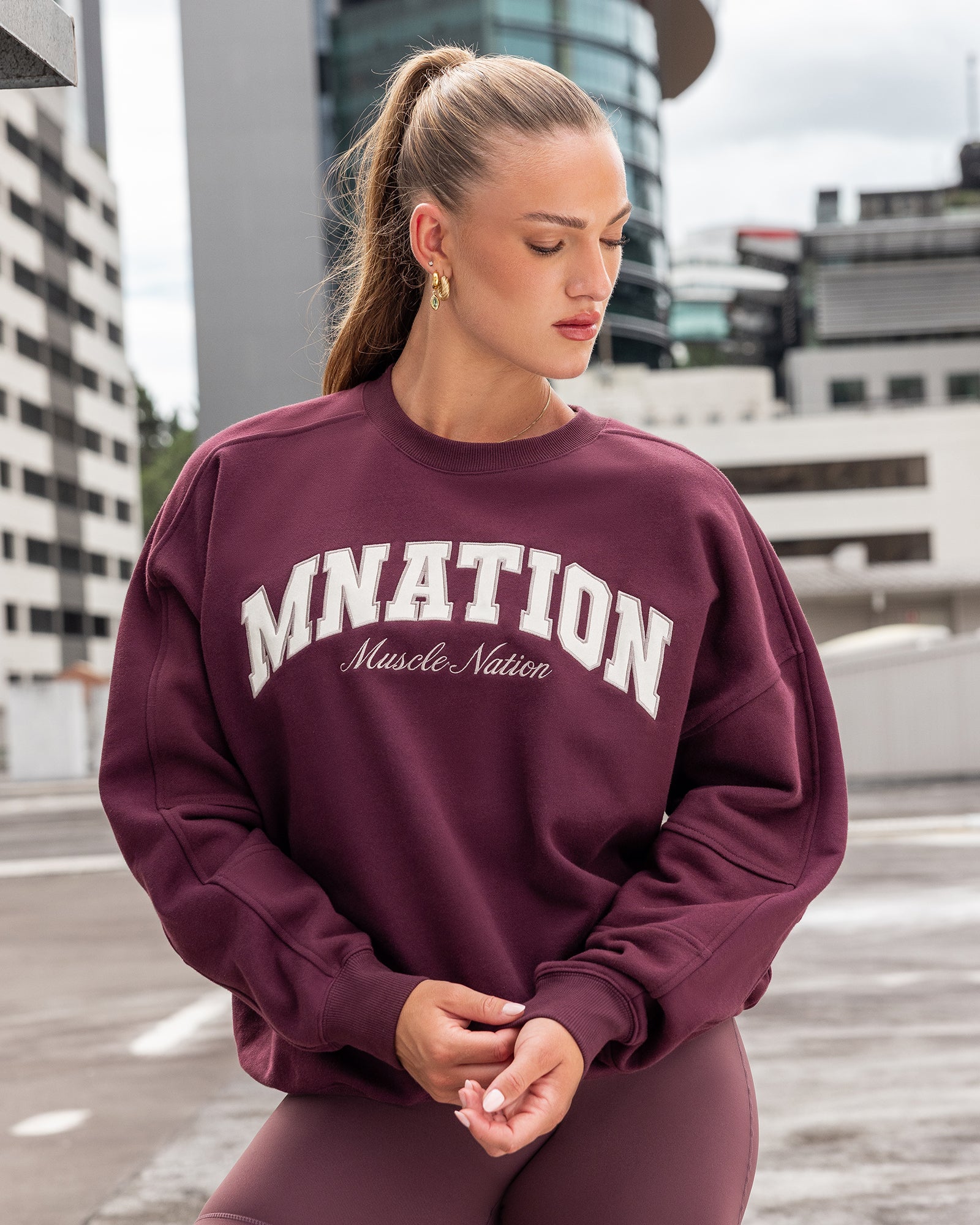 Studio Boxy Pullover - Dark Cherry-Jumpers & Hoodies-XXS-032620DKCHRY-XXS-MNAPPRL49251-1-Muscle Nation