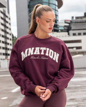 Studio Boxy Pullover - Dark Cherry-Jumpers & Hoodies-XXS-032620DKCHRY-XXS-MNAPPRL49251-1-Muscle Nation