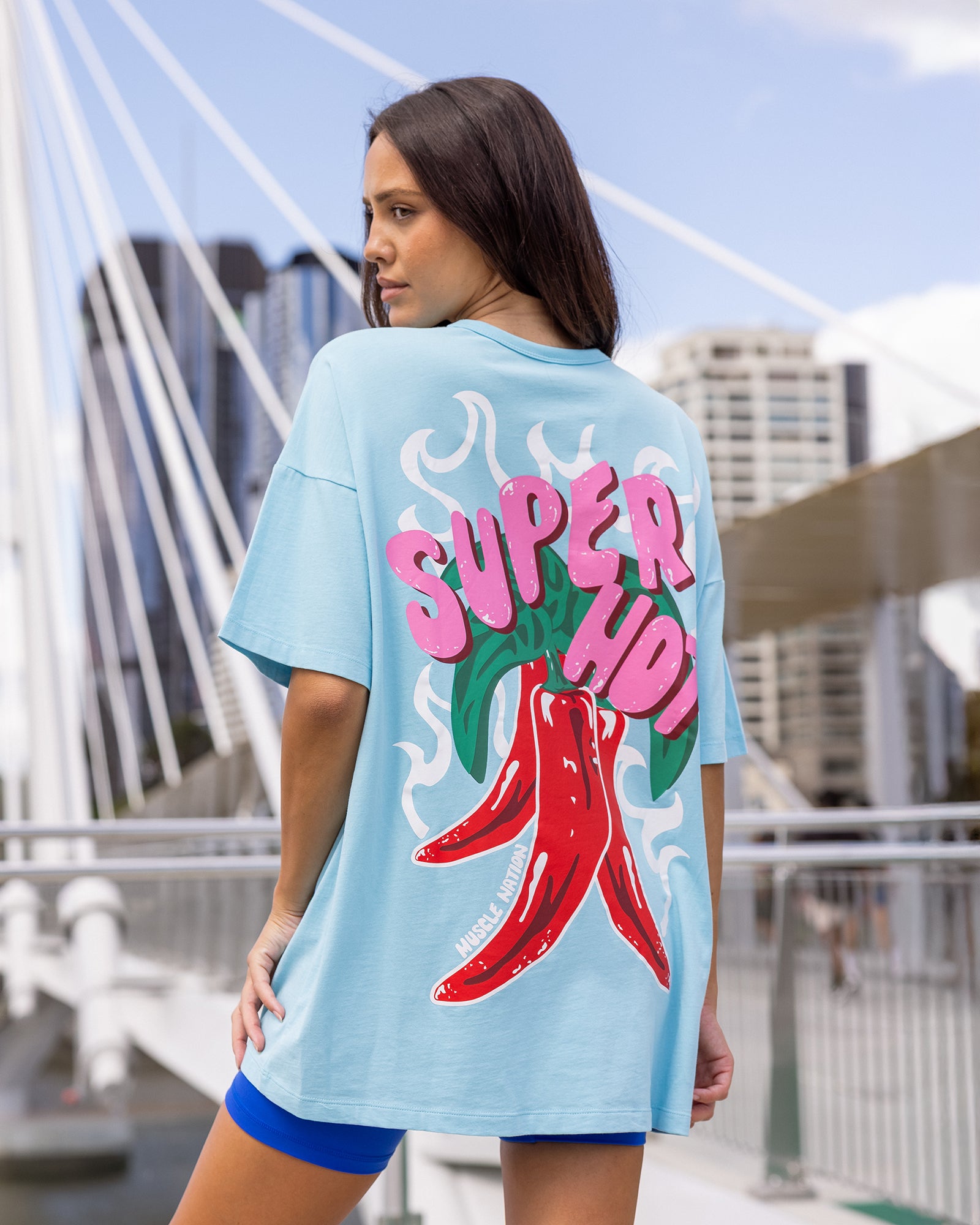 Super Hot Oversized Tee - Lagoon-T-Shirts-XXS-012623LGN-XXS-MNAPPRL48823-1-Muscle Nation