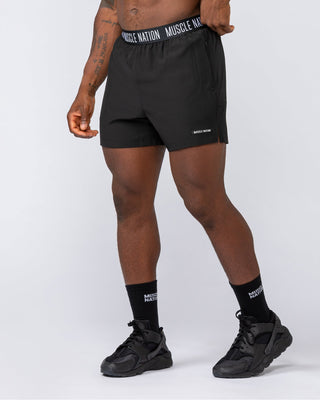 Level Up Training 4" Shorts - Black (Black Logo)-Shorts-S-112364BLK-S-MNAPPRL30118-1-Muscle Nation