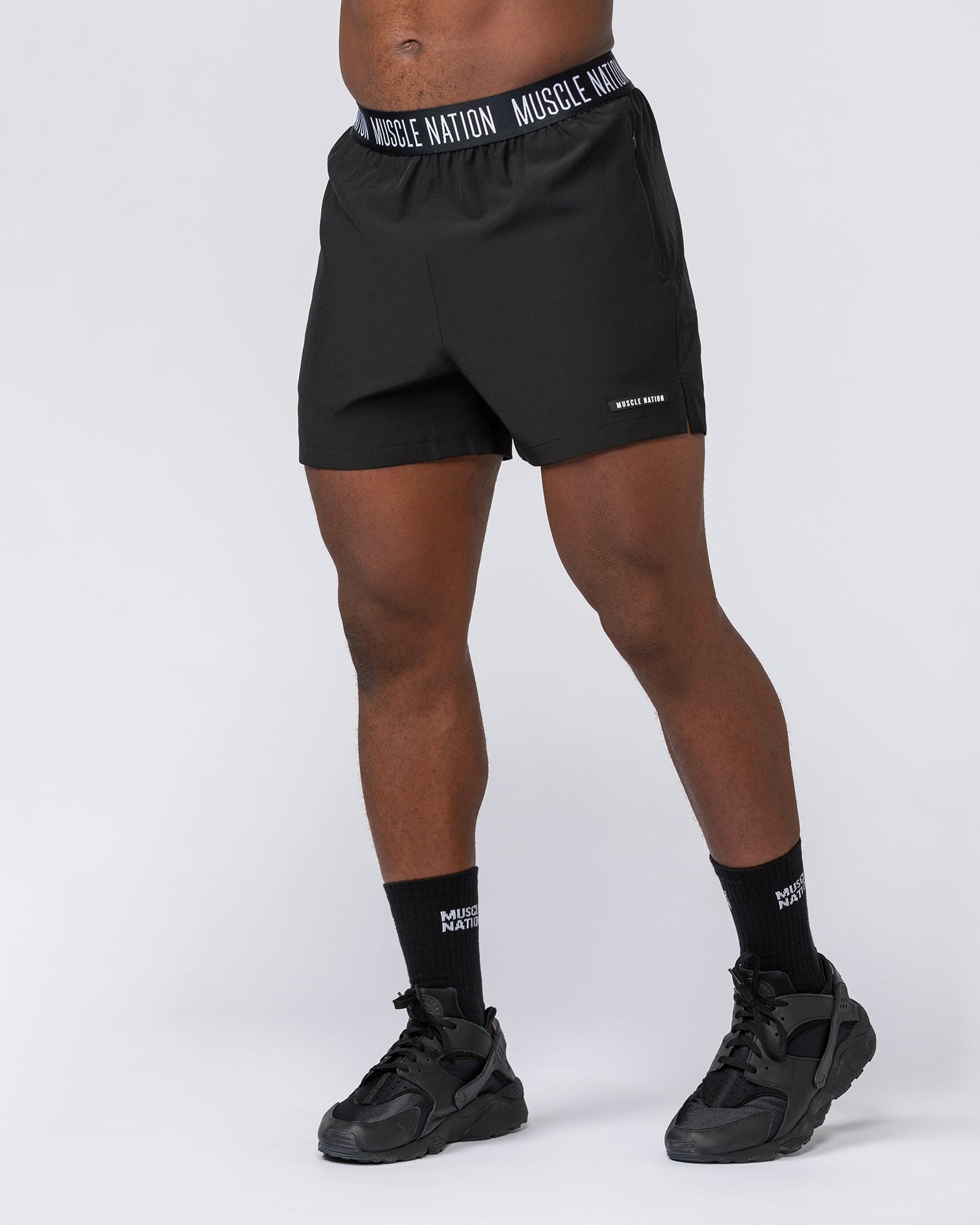 Level Up Training 4" Shorts - Black (Black Logo)-Shorts-S-112364BLK-S-MNAPPRL30118-3-Muscle Nation