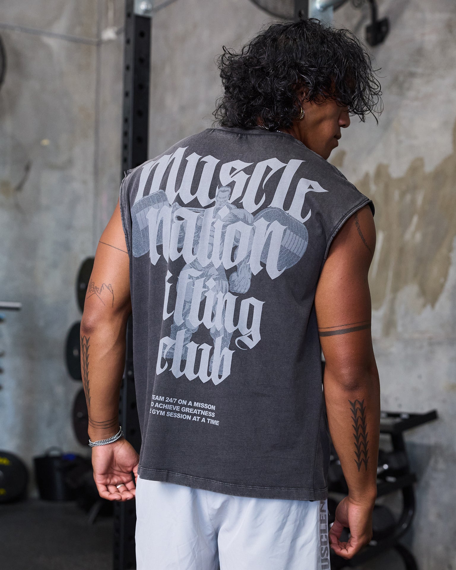 Lifting Club Vintage Boxy Muscle Tank - Washed Black-Singlets & Tanks-S-1125138WSHBLK-S-MNAPPRL47516-1-Muscle Nation