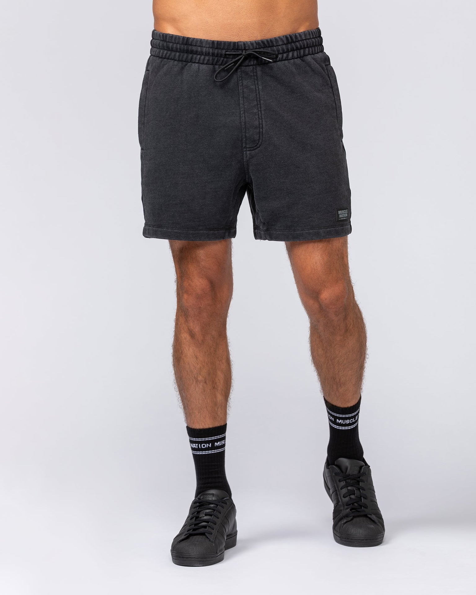 Loopback 5" Sweat Shorts - Washed Black-Shorts-S-032520WSHBLK-S-MNAPPRL41405-2-Muscle Nation