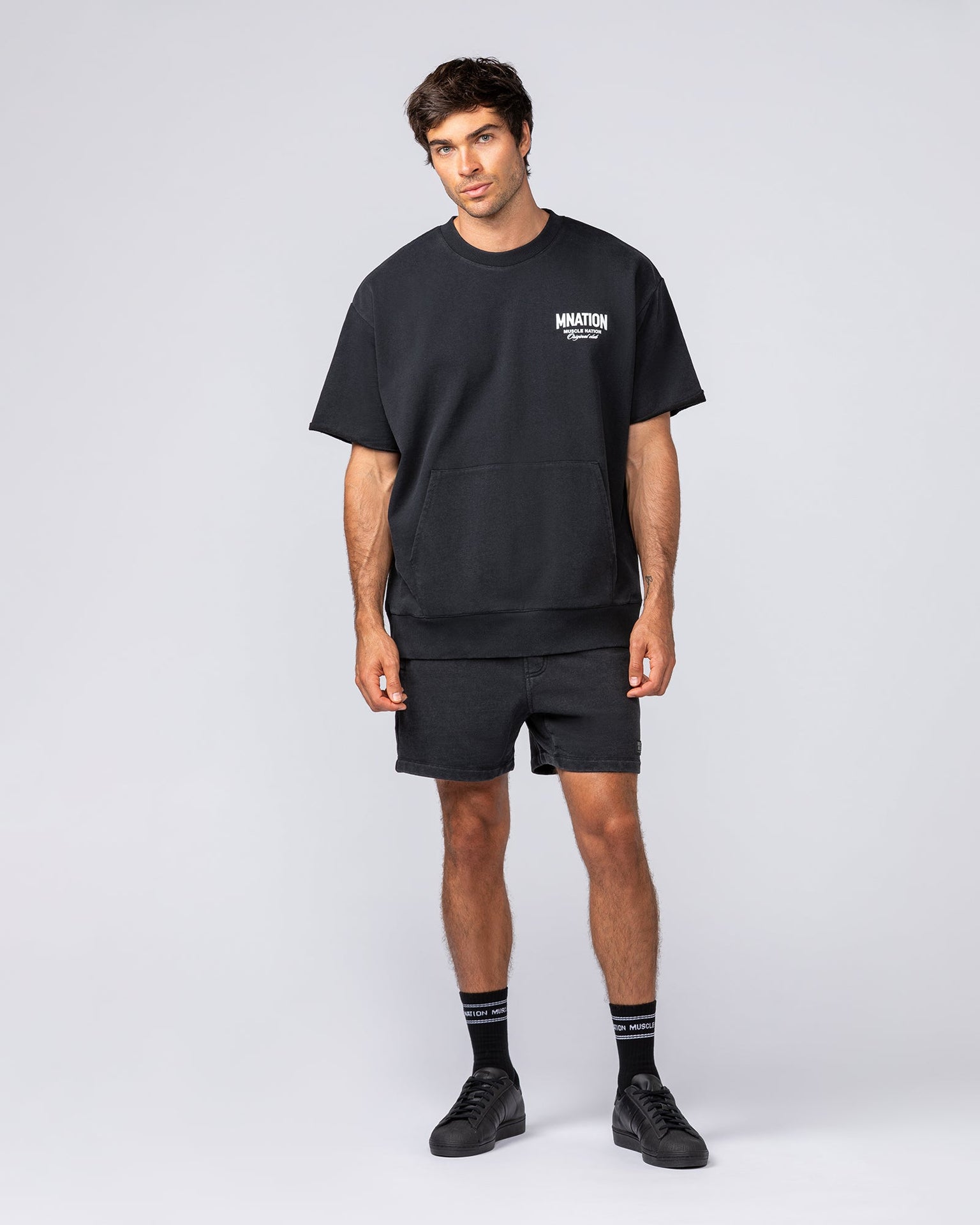 Loopback 5" Sweat Shorts - Washed Black-Shorts-S-032520WSHBLK-S-MNAPPRL41405-6-Muscle Nation