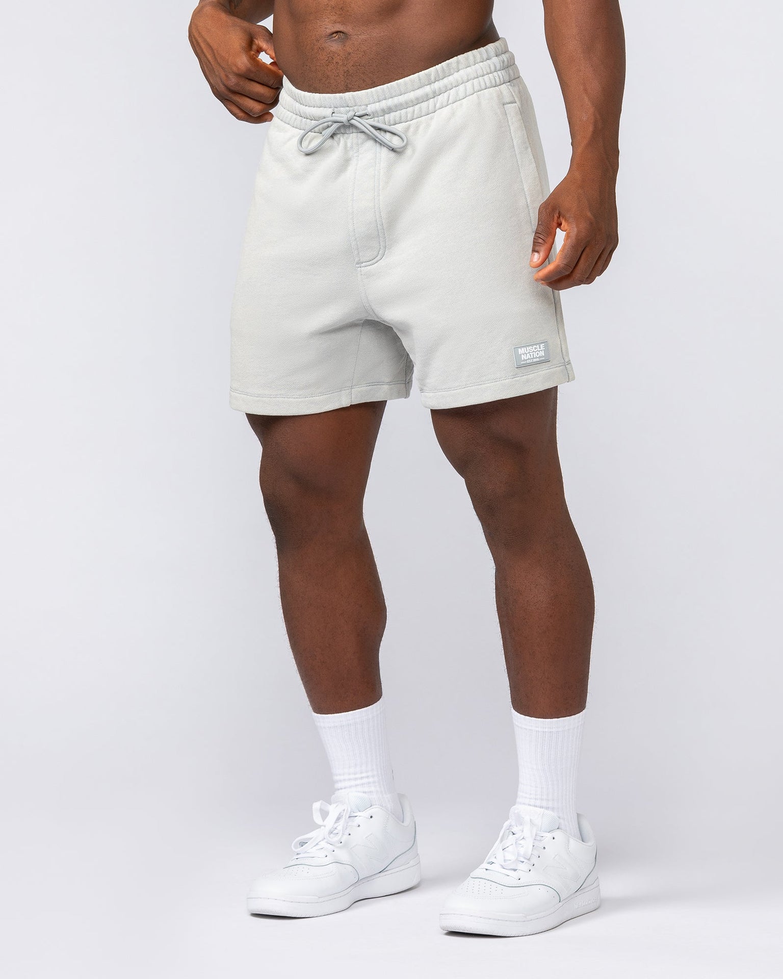 Loopback 5" Sweat Shorts - Washed Light Grey-Shorts-S-032520WSHLTGRY-S-MNAPPRL41412-2-Muscle Nation