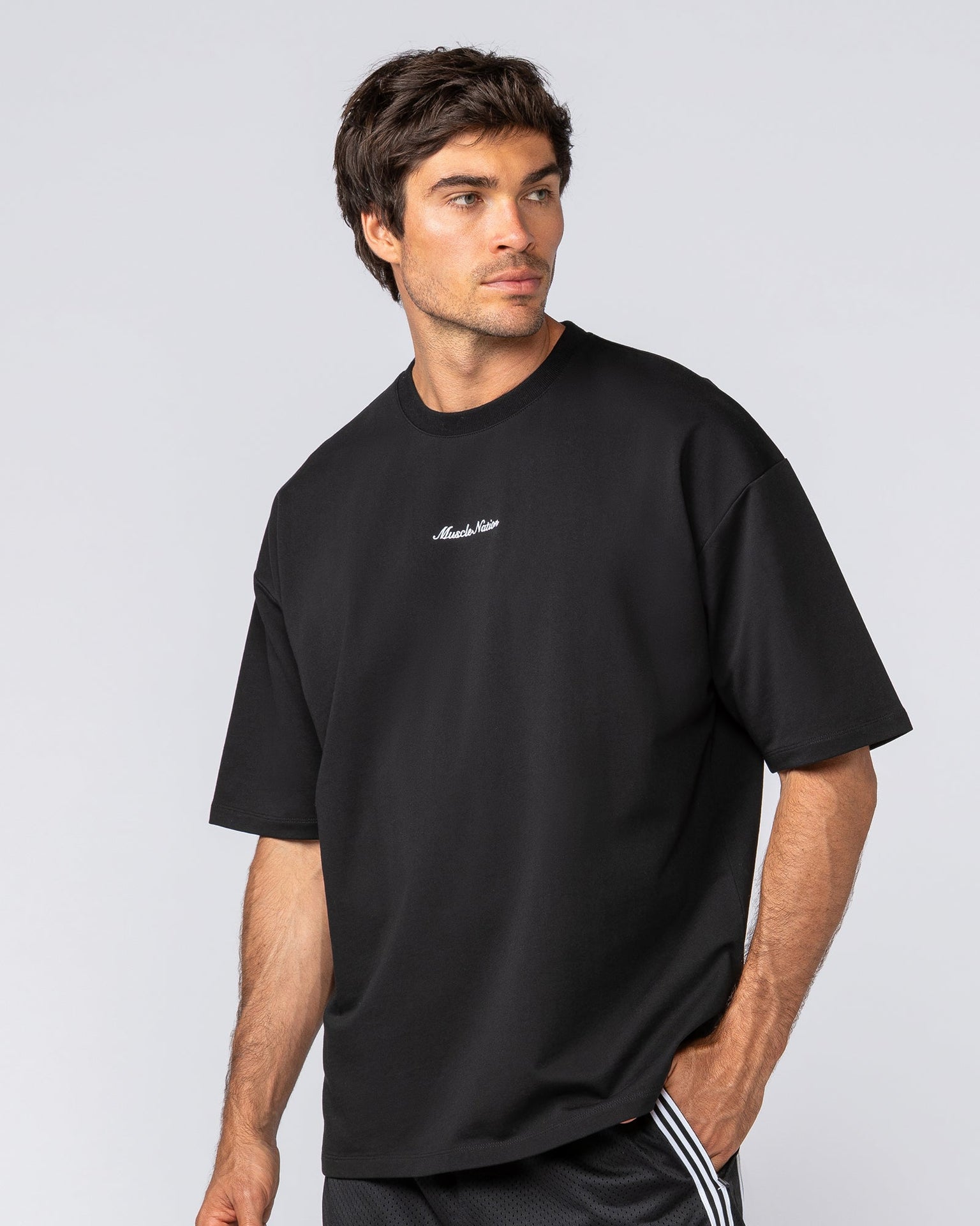 Loopback Oversized Tee - Black-T-Shirts-XS-042501BLK-XS-MNAPPRL41702-4-Muscle Nation