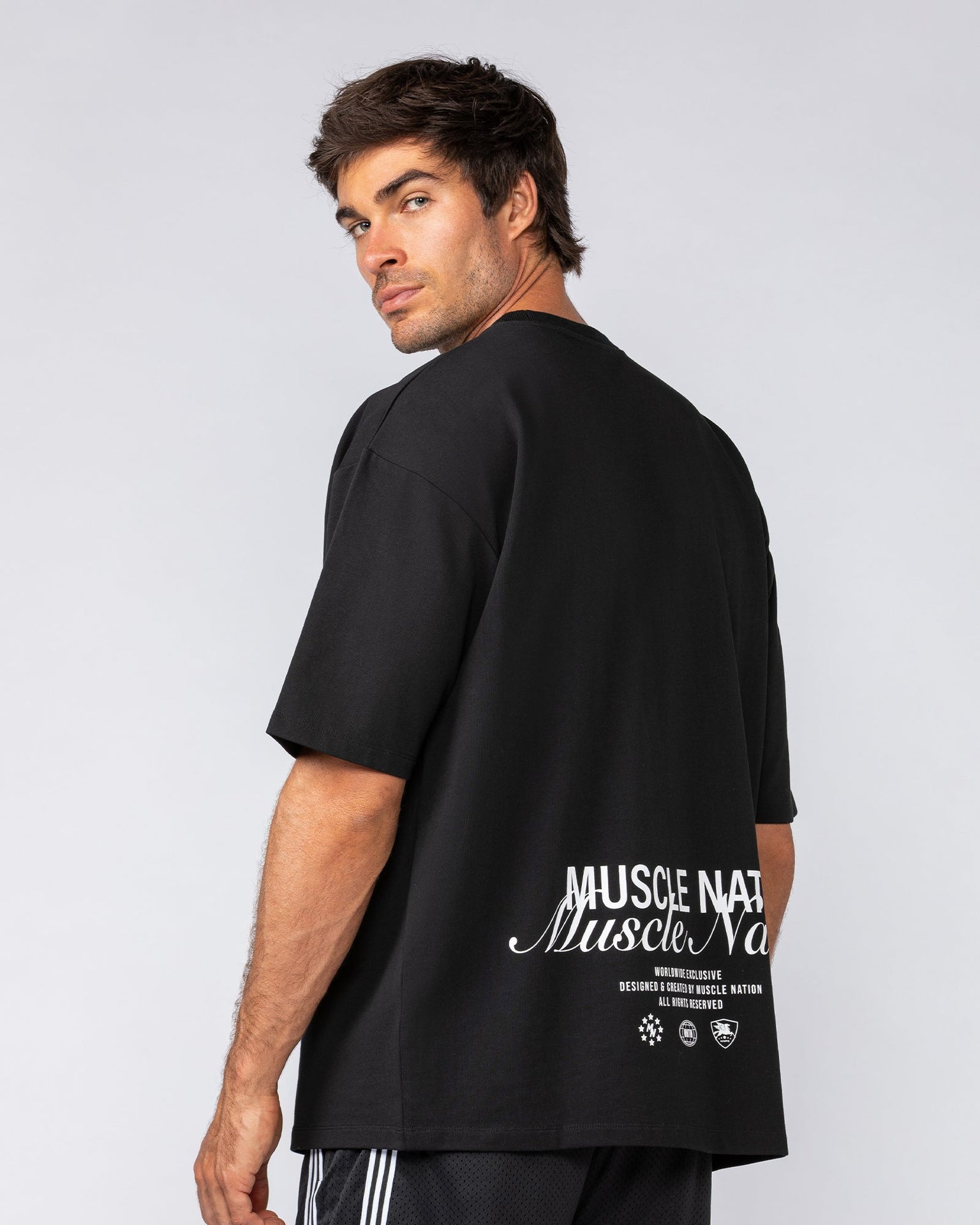 Loopback Oversized Tee - Black-T-Shirts-XS-042501BLK-XS-MNAPPRL41702-5-Muscle Nation