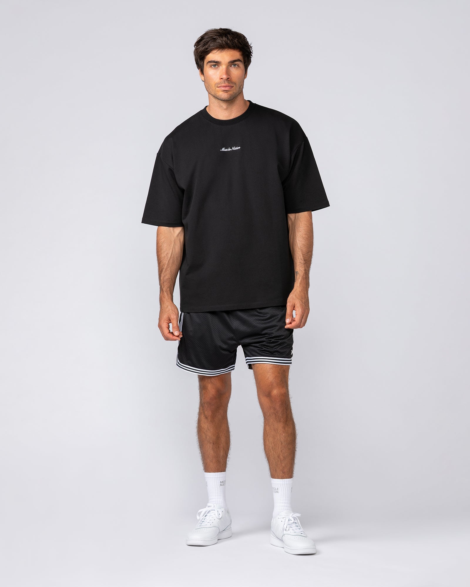 Loopback Oversized Tee - Black-T-Shirts-XS-042501BLK-XS-MNAPPRL41702-6-Muscle Nation