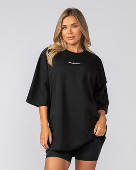 Loopback Oversized Tee - Black-T-Shirts-XS-042501BLK-XS-MNAPPRL41702-8-Muscle Nation