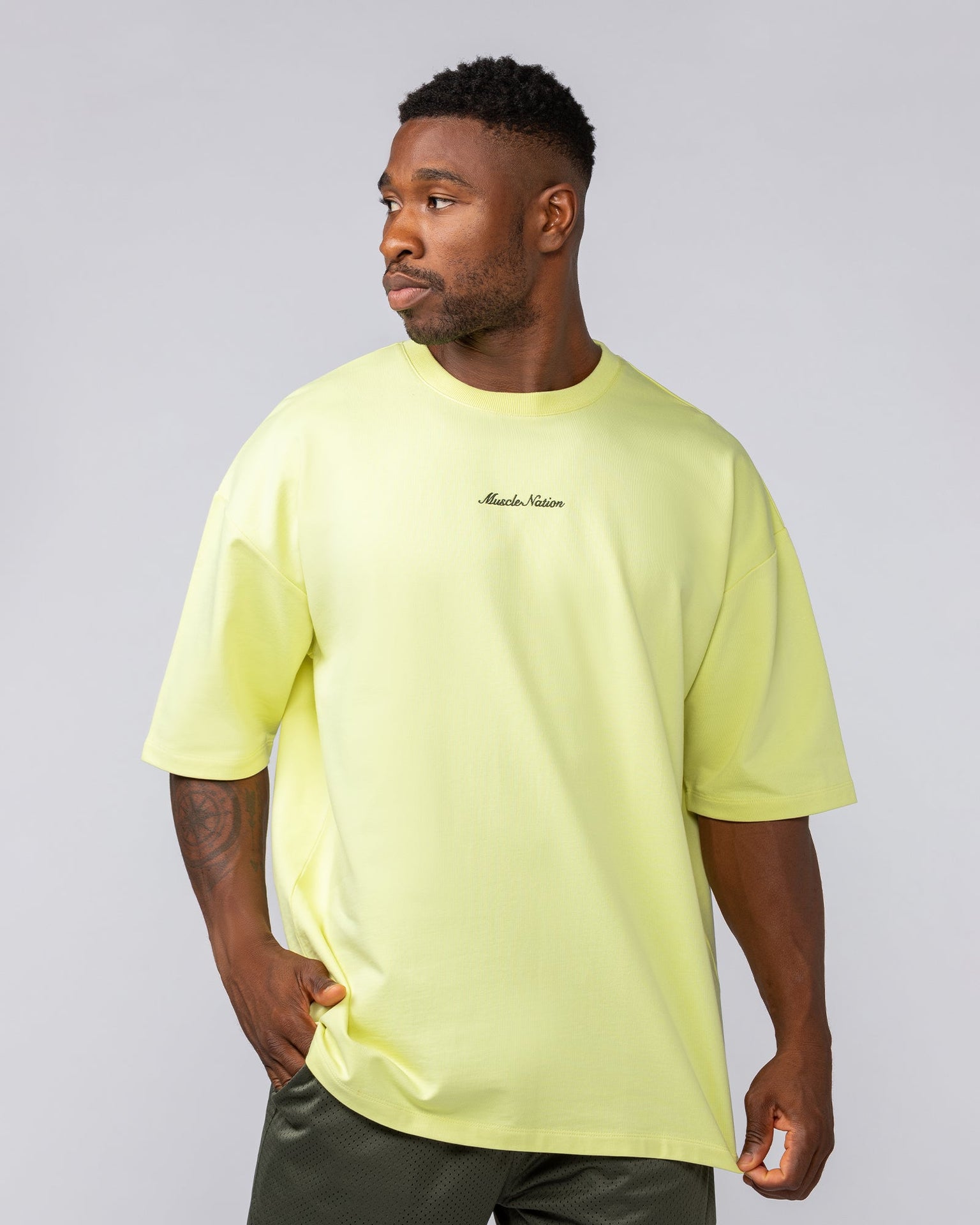 Loopback Oversized Tee - Pale Limeade-T-Shirts-XS-042501LMADE-XS-MNAPPRL41710-3-Muscle Nation