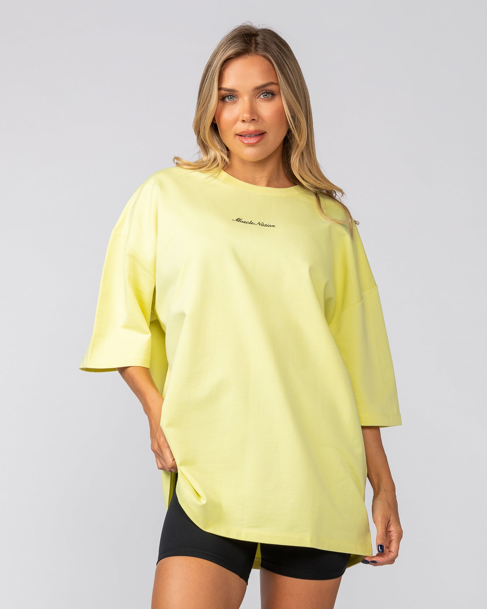 Loopback Oversized Tee - Pale Limeade-T-Shirts-XS-042501LMADE-XS-MNAPPRL41710-8-Muscle Nation