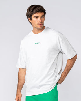 Loopback Oversized Tee - Snow Grey Marl-T-Shirts-XS-042501SNGRYMR-XS-MNAPPRL41726-3-Muscle Nation