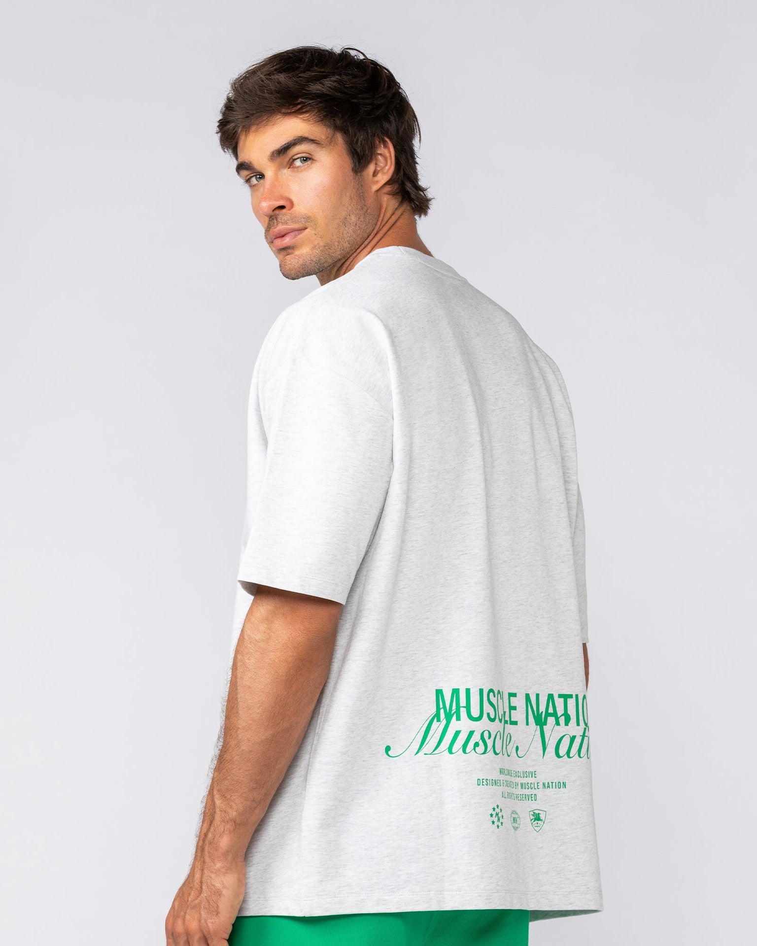 Loopback Oversized Tee - Snow Grey Marl-T-Shirts-XS-042501SNGRYMR-XS-MNAPPRL41726-4-Muscle Nation