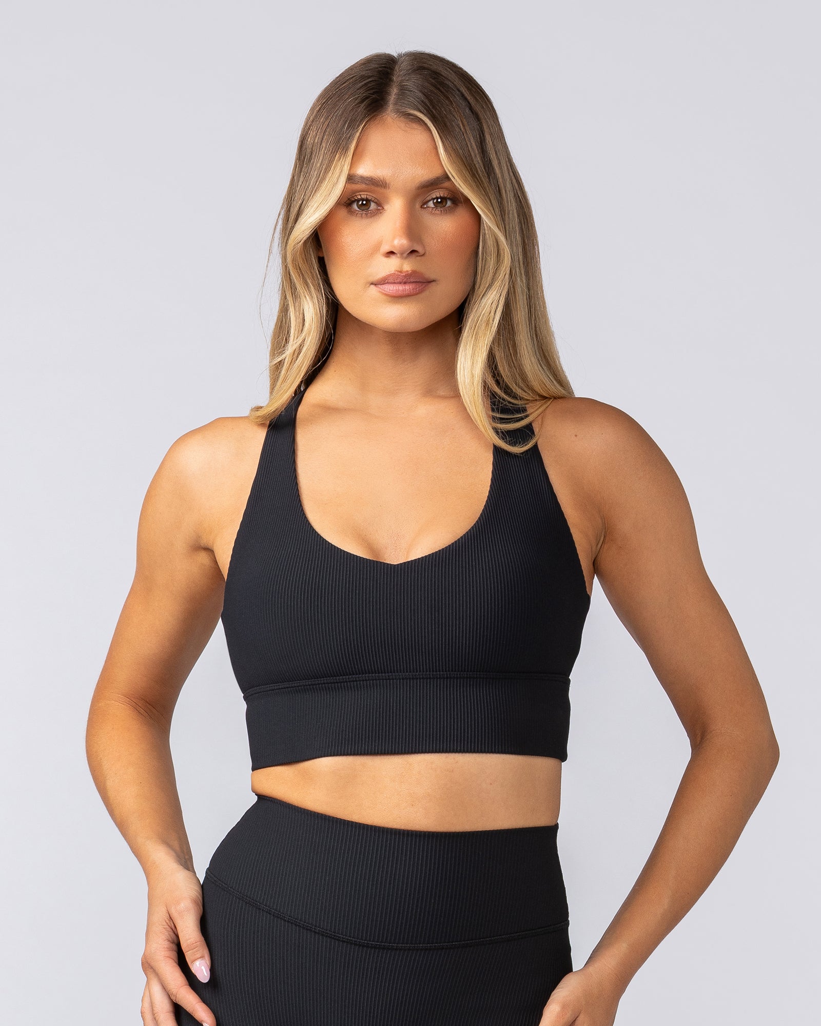 Lover Longline Rib Bra - Black-Sports Bras-XXS-052501BLK-XXS-MNAPPRL42541-2-Muscle Nation