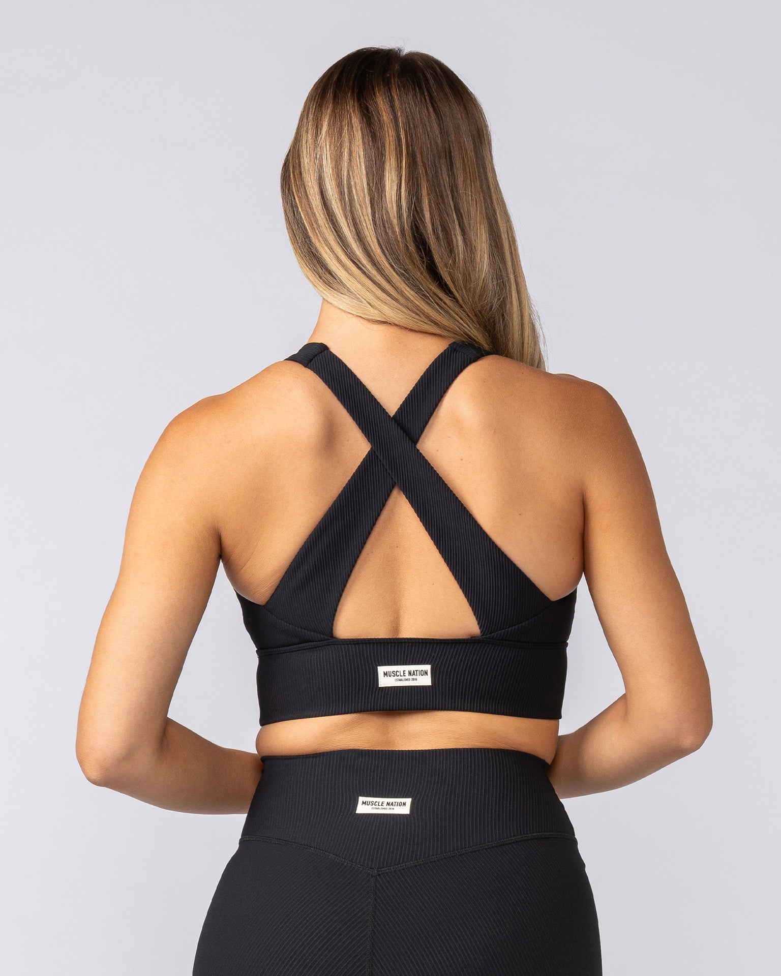 Lover Longline Rib Bra - Black-Sports Bras-XXS-052501BLK-XXS-MNAPPRL42541-5-Muscle Nation