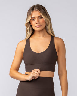 Lover Longline Rib Bra - Cocoa-Sports Bras-XXS-052501COCOA-XXS-MNAPPRL42496-1-Muscle Nation