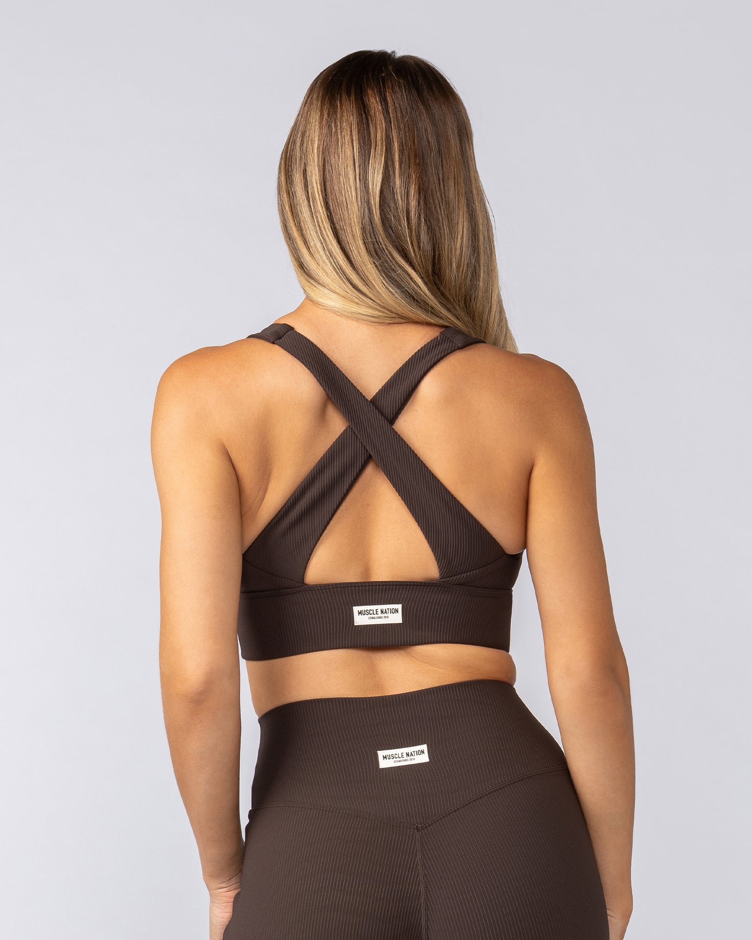 Lover Longline Rib Bra - Cocoa-Sports Bras-XXS-052501COCOA-XXS-MNAPPRL42496-4-Muscle Nation