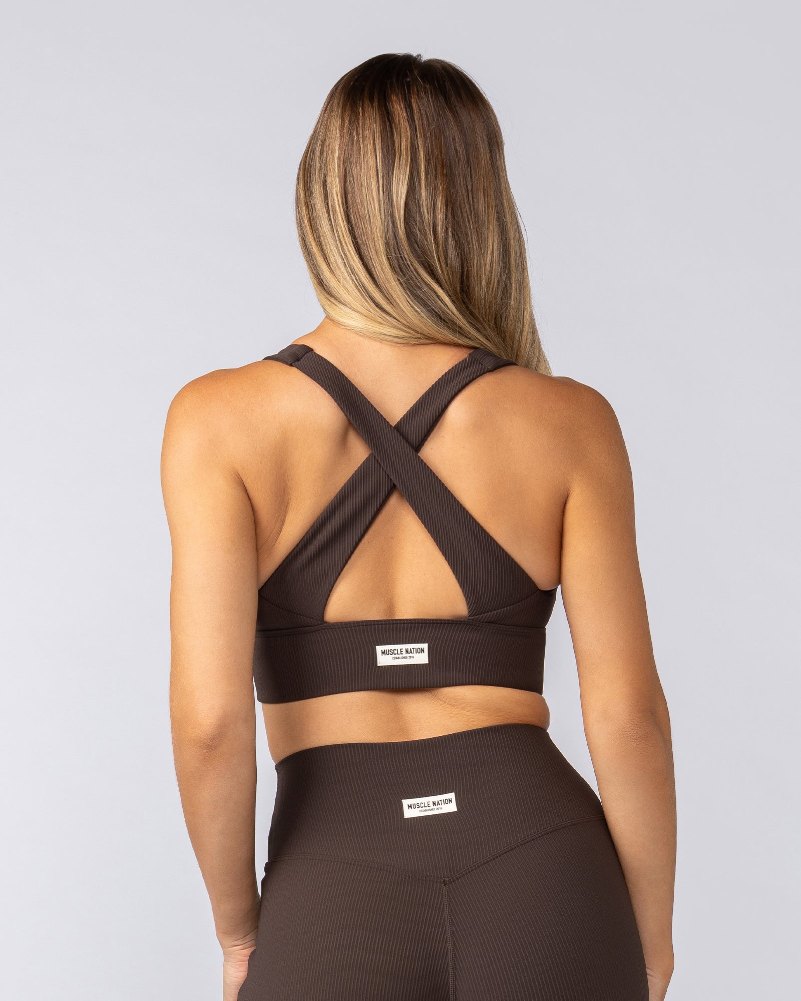 Lover Longline Rib Bra - Cocoa-Sports Bras-XXS-052501COCOA-XXS-MNAPPRL42496-4-Muscle Nation