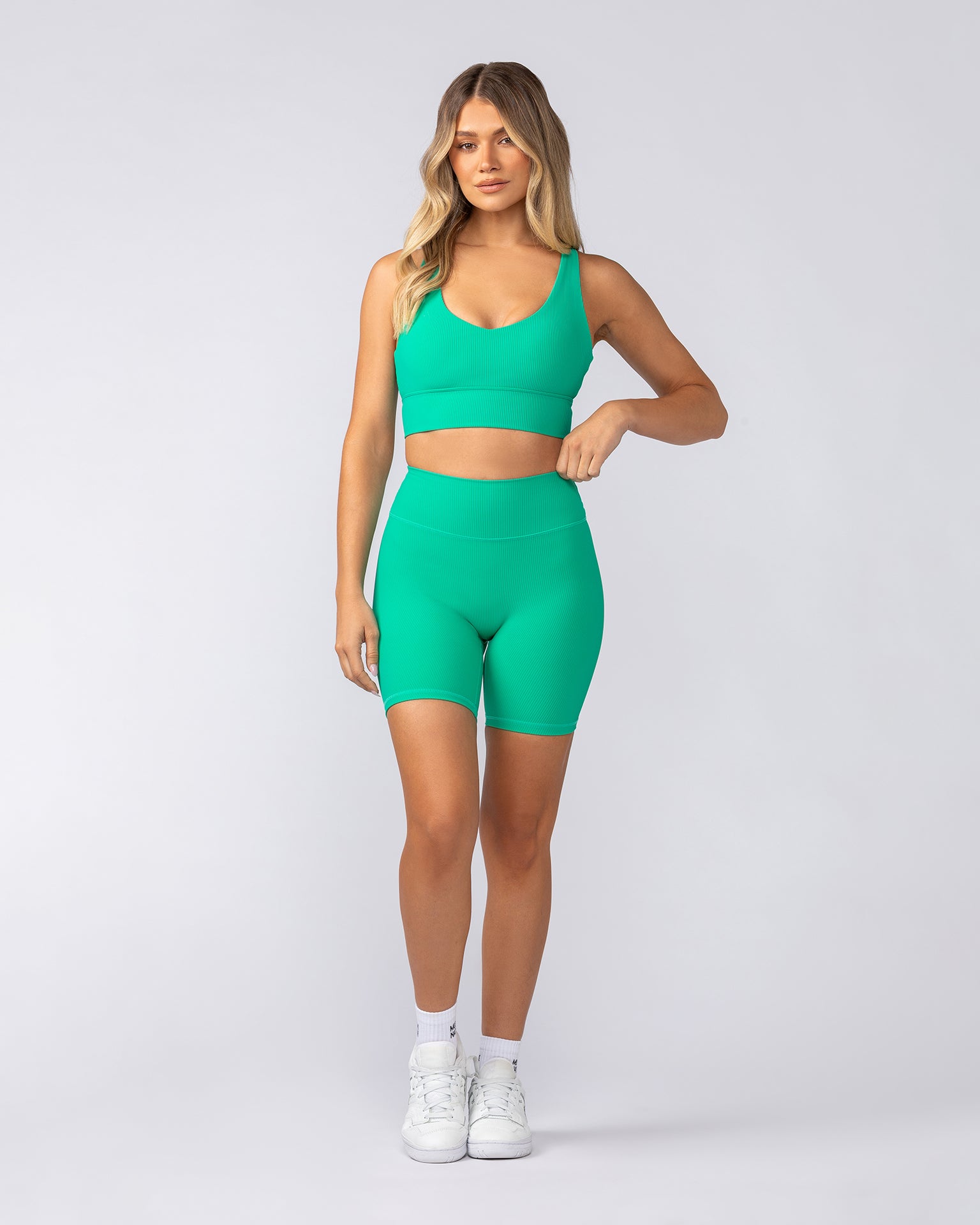 Lover Longline Rib Bra - Palm Leaf-Sports Bras-XXS-052501PMLF-XXS-MNAPPRL42505-6-Muscle Nation