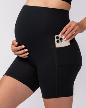 Maternity Everyday Pocket Bike Shorts - Black-Maternity-XS-92417BLK-XS-MNAPPRL42751-1-Muscle Nation