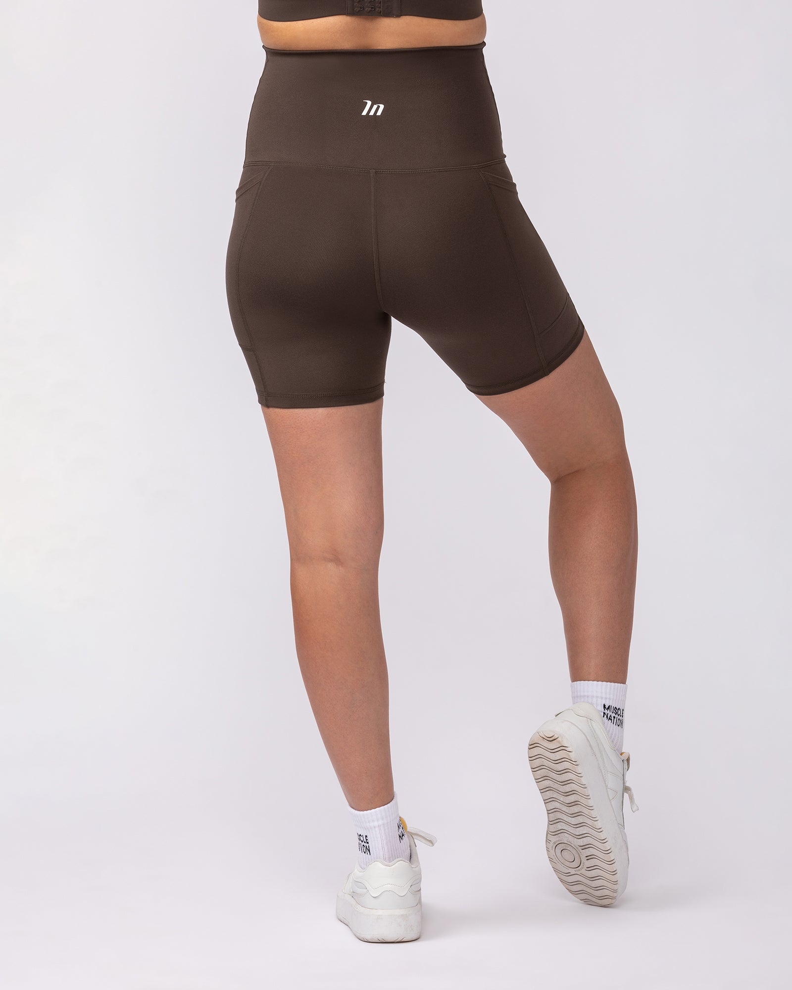 Maternity Everyday Pocket Bike Shorts - Deep Brown-Maternity-XS-92417DEPBRN-XS-MNAPPRL42735-5-Muscle Nation